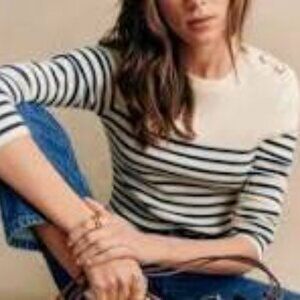 Sezane Matthis Jumper Natural / Navy Size XL